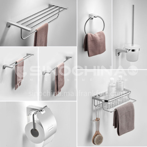 Bathroom stainless steel towel rack, towel bar, clothes hook, paper towel rack, towel ring, bathroom pendant set（6 pcs） MY